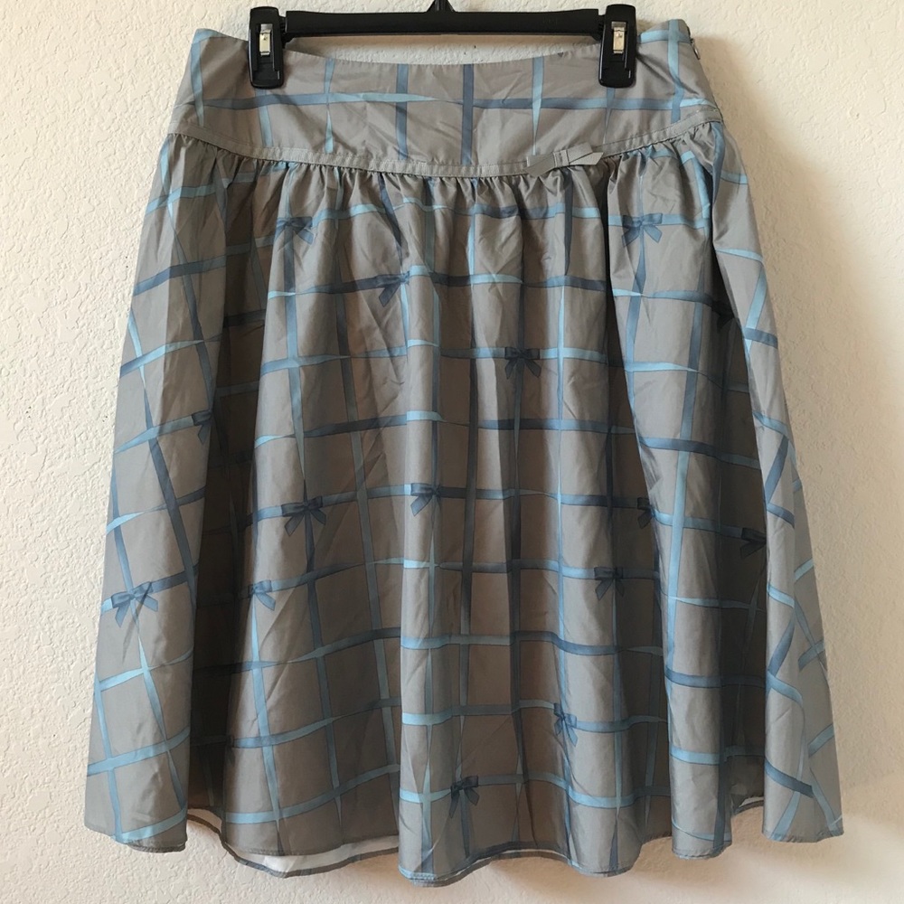 Isaac Mizrahi Gray & Blue Window Pane Skirt Size 8
